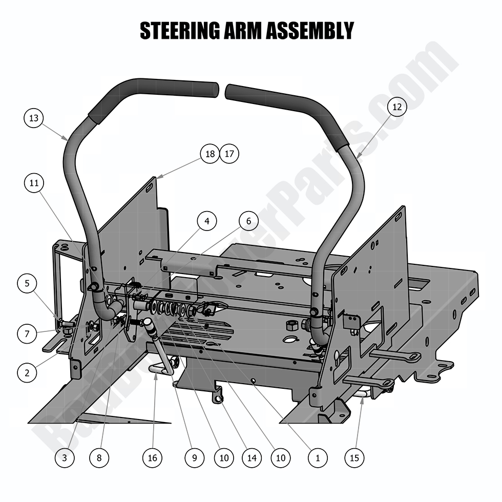 1704 - Bad Boy Mower Parts Lookup > 2018 > MZ > Steering Arm Assembly